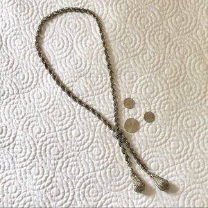Adjustable silver toned filigree chain necklace